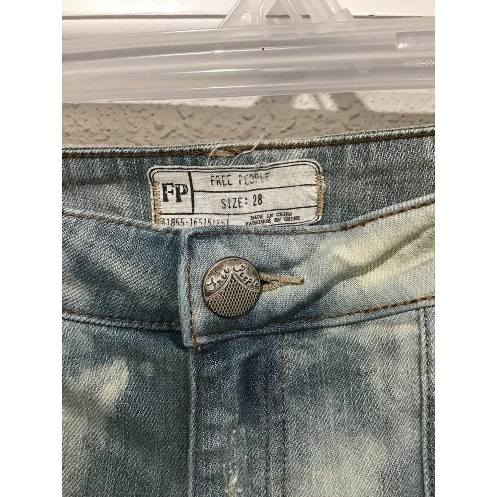 Free People Distressed Acid Wash Carpenter Jeans Women's 28 Cropped Utility Y2K - Picture 3 of 5